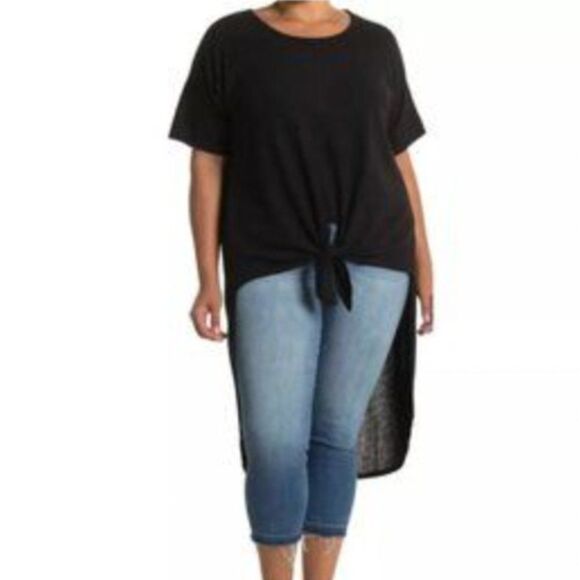 Forgotten Grace Top High Low Tie Front Soft Comfy Short Sleeve Dark Red Casual - Picture 2 of 11